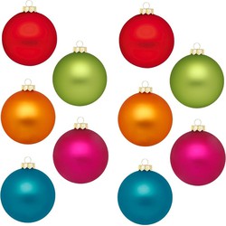 36x stuks kleine glazen kerstballen gekleurd mix 4 cm - Kerstbal