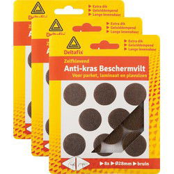 Deltafix Anti-krasvilt - 24x - bruin - 28 mm - rond - zelfklevend - meubel beschermvilt - Meubelviltjes