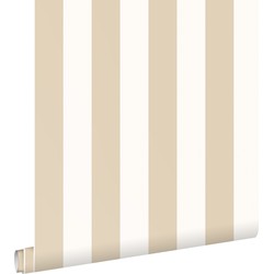 ESTAhome behang strepen wit en lichtbeige - 50 x 900 cm - 139913