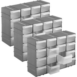 3x stuks ophangbare grijze huishoud organizers/sorteerdoosjes met 16 vakken 22 cm - Opbergbox