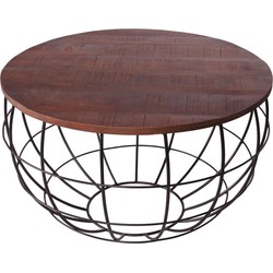 SVJ Salontafel Rond - 75 x 75 x 47 cm - Metaal - Zwart/Bruin