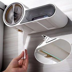 Decopatent® Design Toiletrolhouder met Lade & Leg plankje - Zonder boren - Hangende toiletpapierhouder - Toilet Wc rol houder
