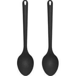 Hega Hogar Opscheplepel - 2x - kunststof - zwart - 32 cm - keukengerei - Opscheplepels