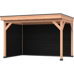 Douglas DIY overkapping, 400 x 250, met achterwand en zijwand, Westwood, zwart gespoten