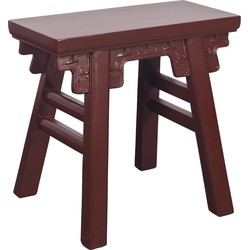 Fine Asianliving Chinese Stool Ruby Red with Details W50xD23xH47cm