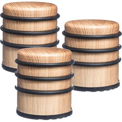 4x Stuks ronde deurstopper houtlook 7 x 8 cm van metaal - Deurstoppers