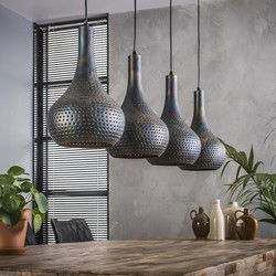 Hanglamp 4-lichts Zwart/Bruin - 130x25x150cm - Kegelvormig