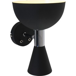 Retro Wandlamp - Anne Light & Home - Metaal - Retro - E14 - L: 37cm - Voor Binnen - Woonkamer - Eetkamer - Zwart