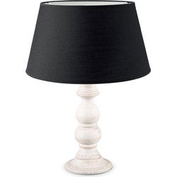Home sweet home tafellamp Banjo vintage wit & lampenkap Largo - zwart