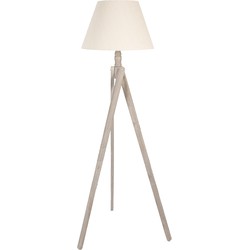 Clayre & Eef Vloerlamp  45x45x152 cm  Beige Hout Textiel Rechthoek Staande Lamp