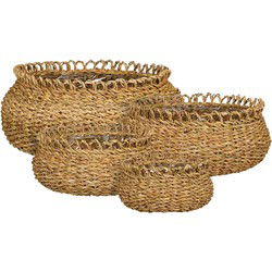 Mica Decorations Mand Gourdon - 31x31x17 cm - Zeegras - Bruin - Set van 4