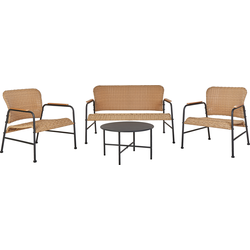 OFANTO - Loungeset 4-zits - Natuurlijk - PE rotan