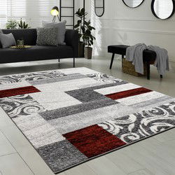 Laagpolig Modern Vloerkleed Sinovo - Geblokt - Rood - 120x170 cm