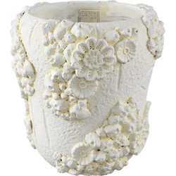 PTMD Bloempot Coreal - 21x21x21 cm - Cement - Wit