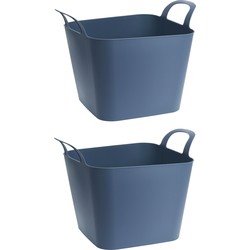 2x stuks flexibele kuip emmers/wasmanden vierkant blauw 36 liter - Wasmanden