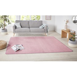 Laagpolig Effen Uni Vloerkleed - Nasty - Lichtroze - 160x240 cm