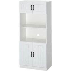 Keukenkast Voorraadkast Hoog met 2 open planken 40x70x170 cm - Wit