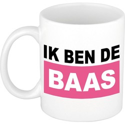 Roze Ik ben de baas mok / beker voor heren 300 ml - Bekers