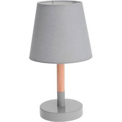 Tafellamp grijs hout met metalen voet 23 cm - Tafellampen
