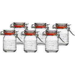 Urban Living Voorraadpotje/kruidenpotje - 6x - mini - 70 ml - glas - beugelsluiting - D5 x H8 cm - Voorraadpot