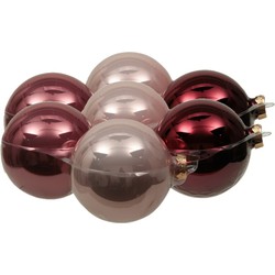 8x stuks glazen kerstballen roze tinten 10 cm mat/glans - Kerstbal