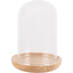 Clayre & Eef Stolp  Ø 13x16 cm Bruin Hout Glas Rond Glazen Stolp