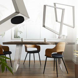 Set van 2 tafellopers 80GRAD helling 75x72 cm zilver profiel 8x2 cm staal ML-Design