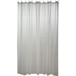 MSV Douchegordijn met ringen - transparant hokjes patroon - PVC - 180 x 200 cm - wasbaar - Douchegordijnen