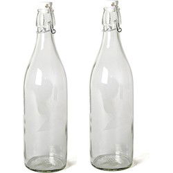 Gerimport Beugelfles - 18x stuks - weckfles met beugeldop - 1 liter - Decoratieve flessen
