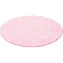 Tapijtenloods Basic Rond Shaggy vloerkleed Roze Hoogpolig- 160 CM ROND