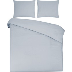 DoubleDry Dekbedovertrek 100% Natuurlijk Katoen - Tweepersoons 200x200/220 cm + 2 Kussenslopen - Ademend & Zacht - Ultra Lichtblauw