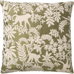 Dutch Decor ABU - Kussenhoes  45x45 cm - Calliste Green - groen - wit - aapjes - bladeren - botanisch - Dutch Decor