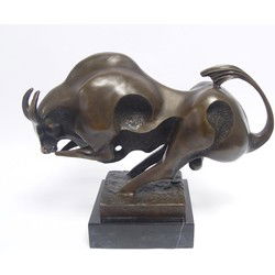 A MODERNIST BRONZE SCULPTURE OF A BULL