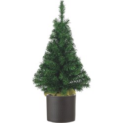 Volle kunst kerstboom 75 cm inclusief donkergrijze pot - Kunstkerstboom