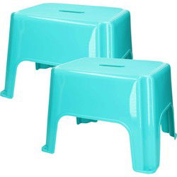 PlasticForte Keukenkrukje/opstapje - 2x - Handy Step - blauw - kunststof - 40 x 30 x 28 cm - Huishoudkrukjes