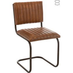 J-Line - Stoel Modern Leder/metaal Cognac - 52x45x88cm