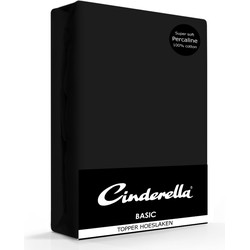 Cinderella Topper Hoeslaken Basic Percaline Black-160 x 200 cm