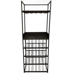 PTMD Arto Wine Rack Dark Grey Base Brown Marble