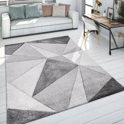 Laagpolig Vloerkleed Lareva - Geo Design - Grijs - 80x150 cm