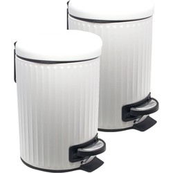 3x Witte badkamer/toilet vuilnisbakken/pedaalemmers Rvs 3 liter 26 cm - Prullenbakken