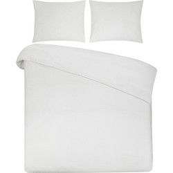 DoubleDry Dekbedovertrek 100% Natuurlijk Katoen - 140x200/220 cm Eenpersoons - Ademend & Zacht - OEKO-TEX & BSCI Gecertificeerd - Room Wit