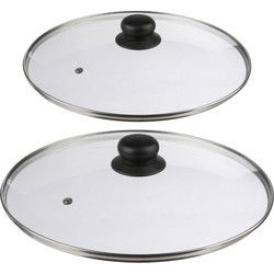 Set van 2x universele glazen pannendeksels voor pannen van 20 en 24 cm - Pannendeksels