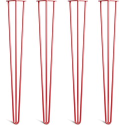 The Hairpin Leg Co. – Hairpin Legs – 10mm – Werkbladpoten – 3 Staven - Rood