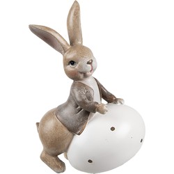 Clayre & Eef Decoratie Beeld Konijn 17 cm Beige Kunststof