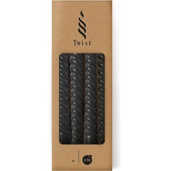 Twist kaarsen set 4 stuks dia. 2.2 x H 19 cm zwart