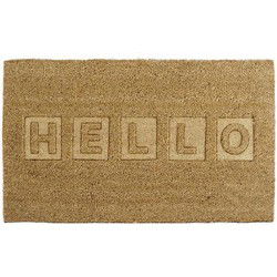 Items deurmat - hello - bruin - kokosvezel - 75 x 45 cm - mat - Deurmatten