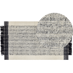KETENLI - Modern vloerkleed - Gebroken wit - 80 x 150 cm - Wol