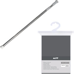 MSV Douchegordijn met ophangstang - uitschuifbaar 75-125 cm - donkergrijs - 180 x 200 cm - polyester - Douchegordijnen