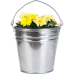 Esschert Design Emmer/plantenpot - zink - zilver - D26 x H25 cm - IJzeren emmer / teil