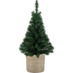 Kunstboom/kunst kerstboom 75 cm met naturel jute pot - Kunstkerstboom